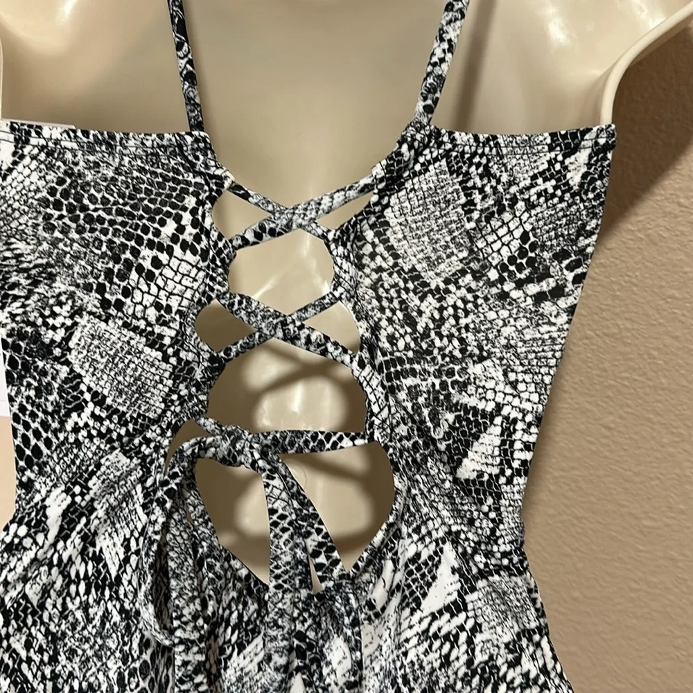 TIME AND TRU Snakeskin Print One Piece Swimsuit, S (4/6) NWT